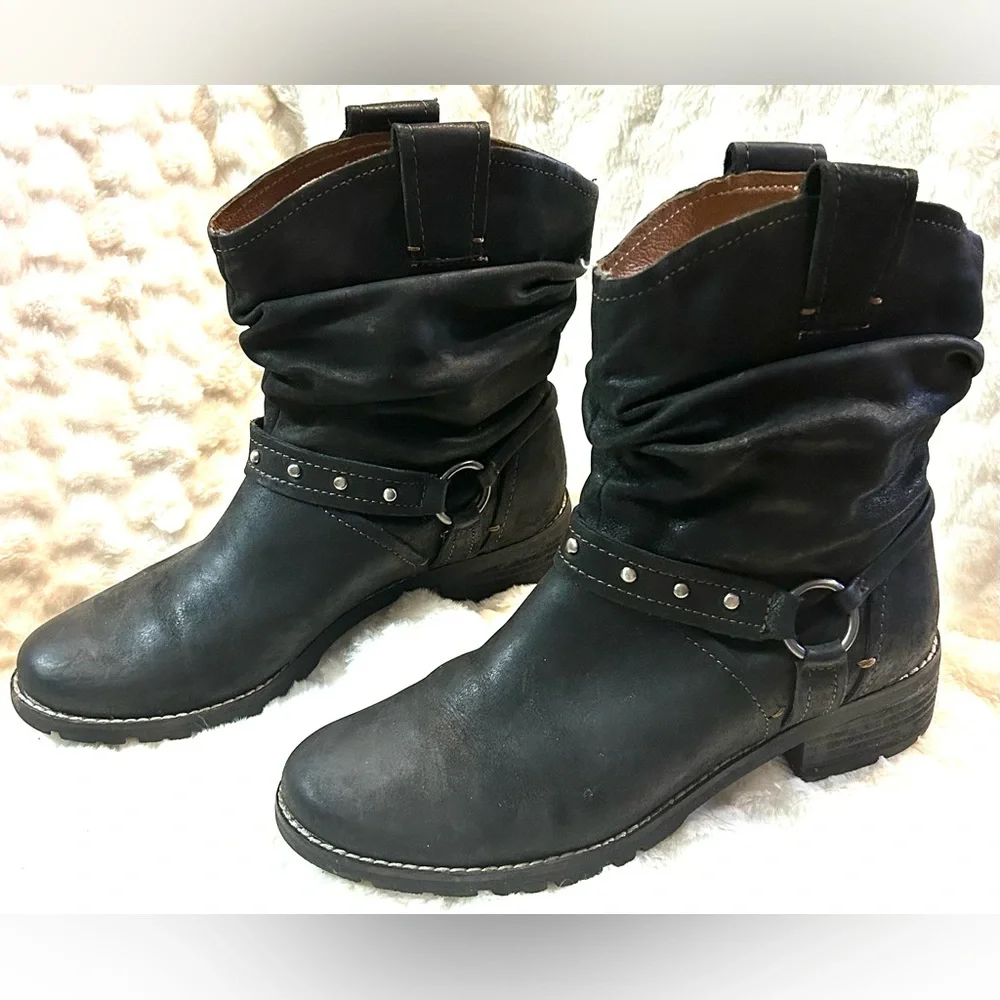 Sofft black leather western slouchy ankle boots women’s size 7.5M - Picture 2 of 12